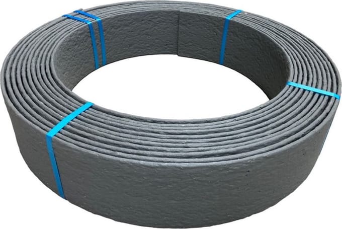 Kunststof Borderrand | 14cm x 15 meter - 7mm dik | Grijs kantopsluiting steenlook borderrol