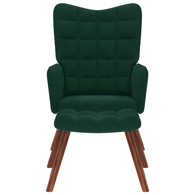 vidaXL - Relaxstoel - met - kruk - donkergroen - fluweel