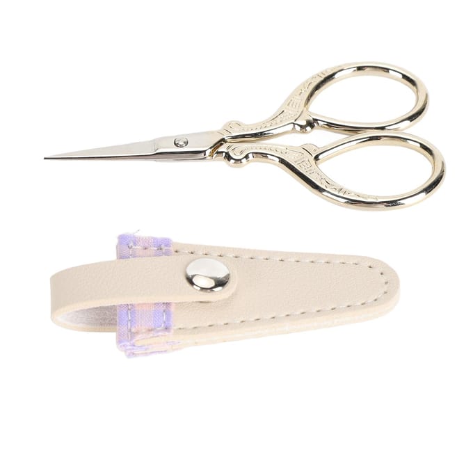 Ciseaux à broder et ensemble de housse en cuir PU Acier inoxydable Ciseaux de couture de tricotage d'enfilage pour pink