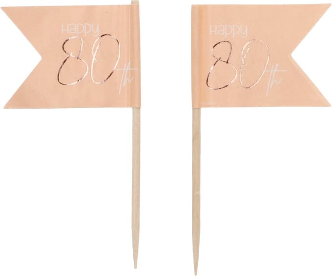 Folat - Prikkers Elegant Lush Blush 80 Jaar - 36 stuks