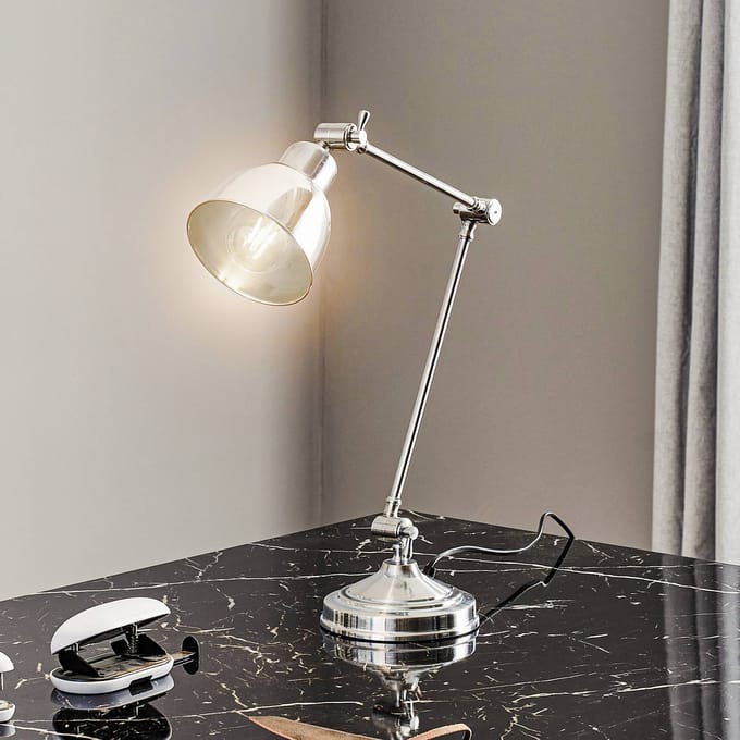 Argon Tafellamp Emoti, chroomkleurig, 45 cm hoog, verstelbaar