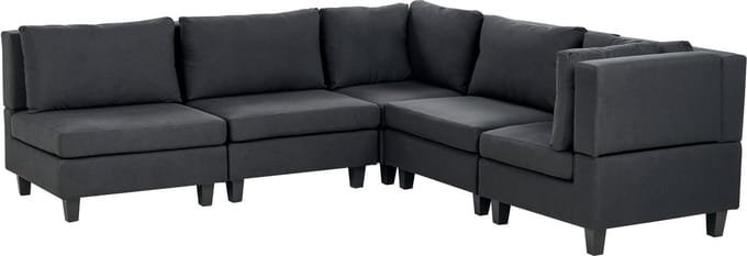 UNSTAD - 5-zitsbank modulair - Zwart - Linkszijdig - Polyester
