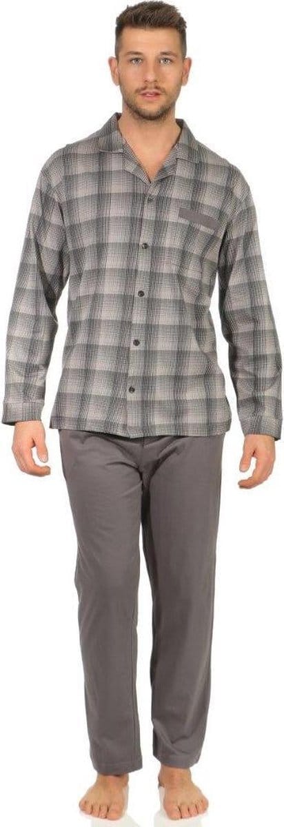 Normann heren pyjama doorknoop Trend 67418 - Grijs - 48