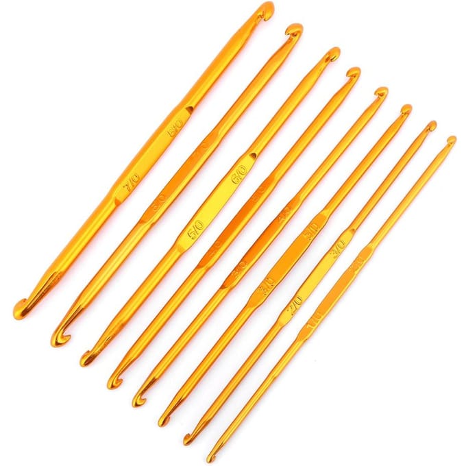Lot de 8 aiguilles à tricoter à double extrémité en alumine dorée yellow