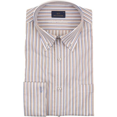 Paul & Shark Overhemd Silver Collection Doppia Stripe Zand-Navy / male