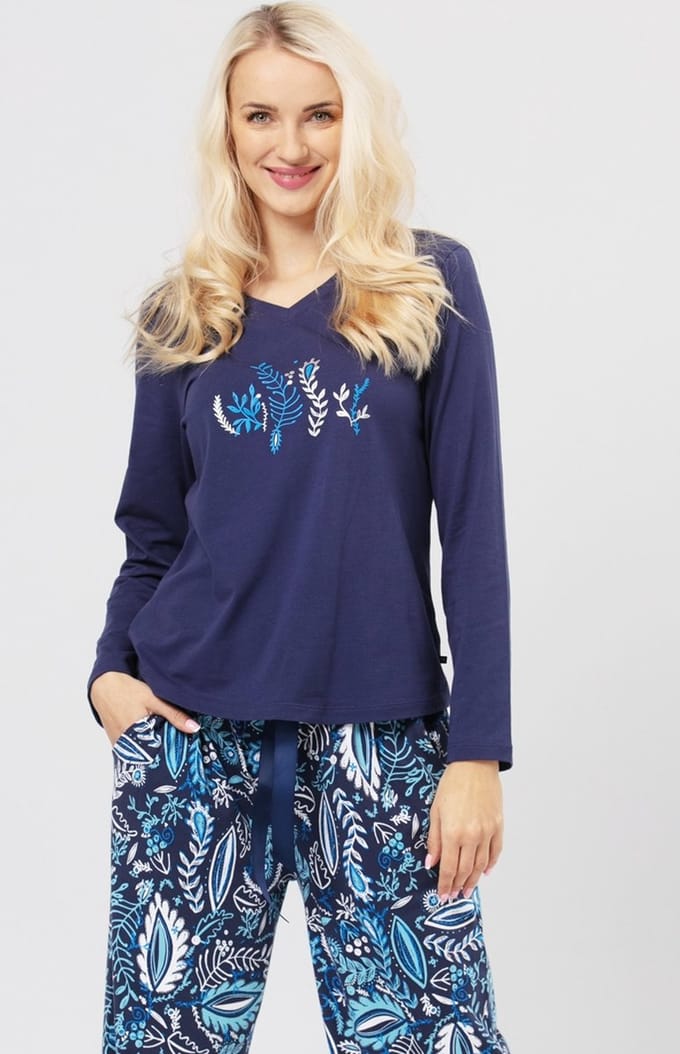 Key Katoenen Dames Pyjama Blauw LNS 783 38 / M