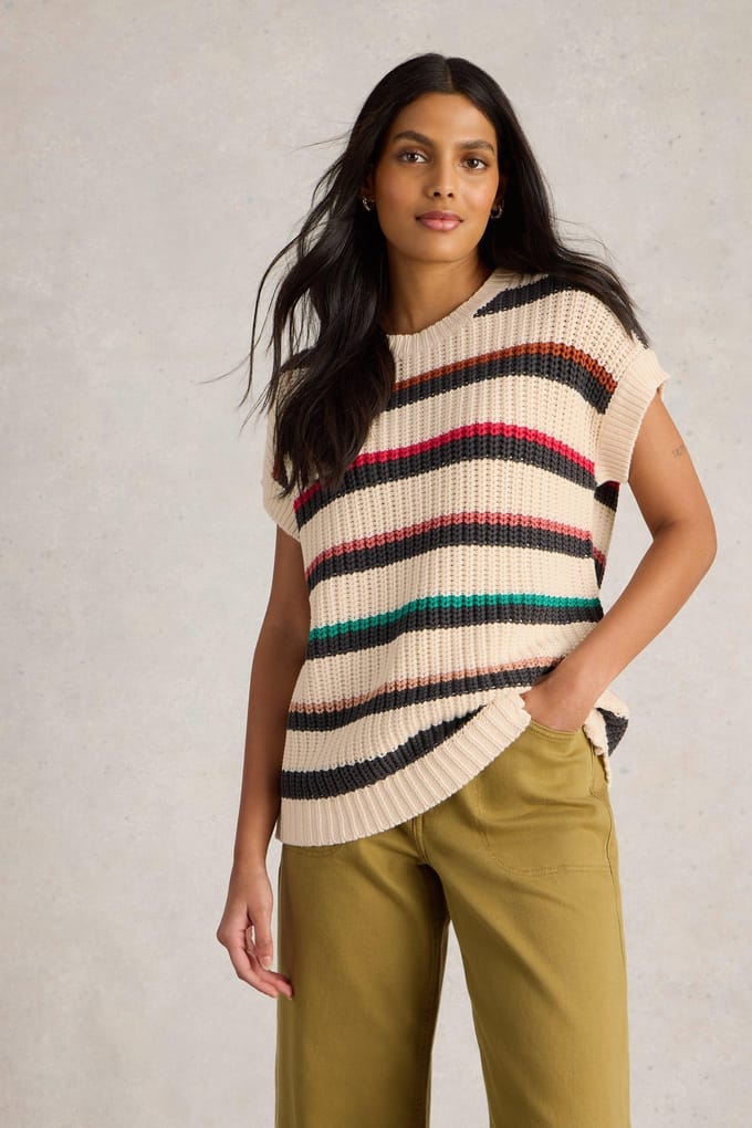 White Stuff Callie Stripe Tank Ivory Multi Taglia: 8 | Maglioni a maglia Outlet | Donna | Bianco