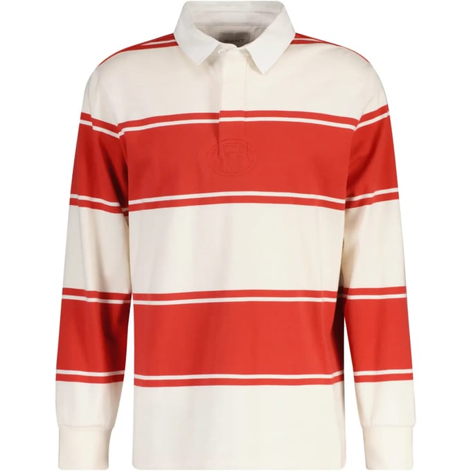 Gant Trui Striped Rugger Polo Collar Maple Fire / male
