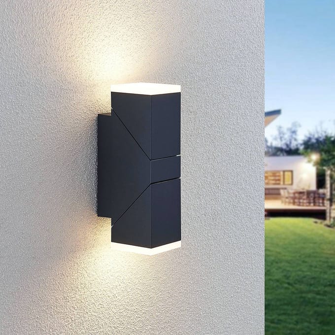 Lindby LED wandlamp Sally, 22cm, antraciet, IP54