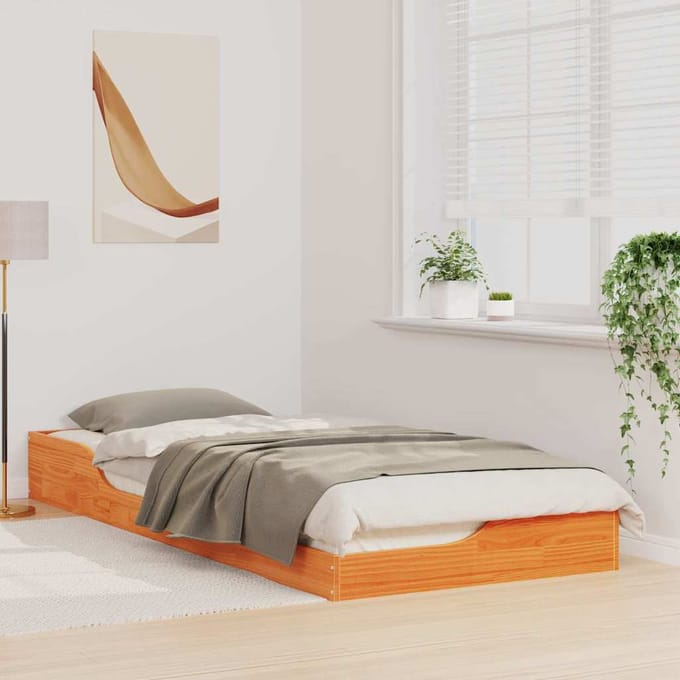 vidaXL - Bedframe - Wasbruin - 100 - x - 220 - cm - Massief - grenenhout
