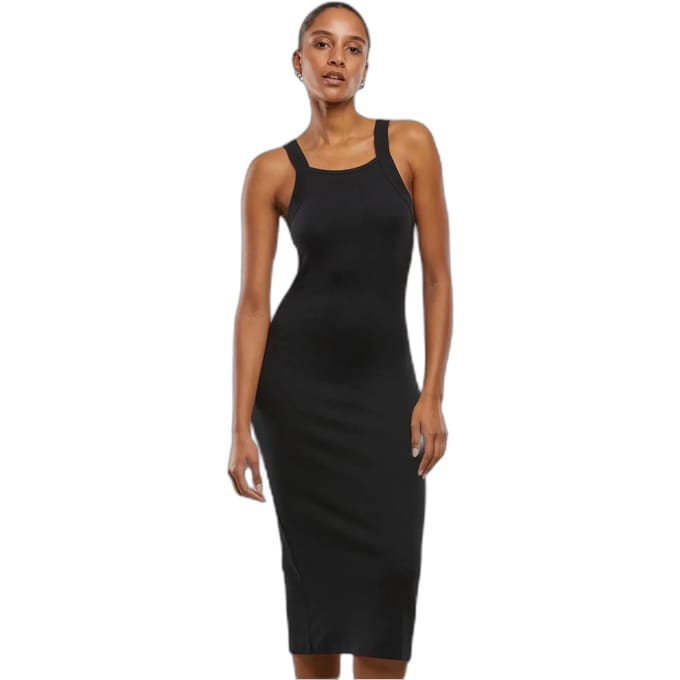 Urban Classics - Midi Rib Jersey Bodycon jurk - M - Zwart