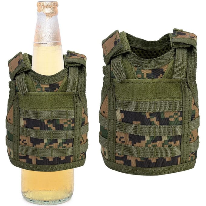 Bierhesje Mini Miniatuur Drankfles Blikhouder met Verstelbare Schouderbanden Green black