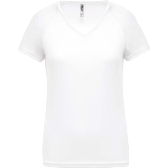 PROACT® Dames sport-t-shirt V-hals PA477 - White - S