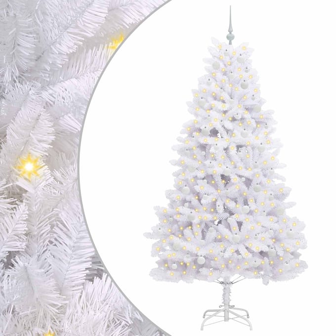 vidaXL - Kunstmatige - Hinged - Kerstboom - Wit - 210 - cm - PVC - en - Staal