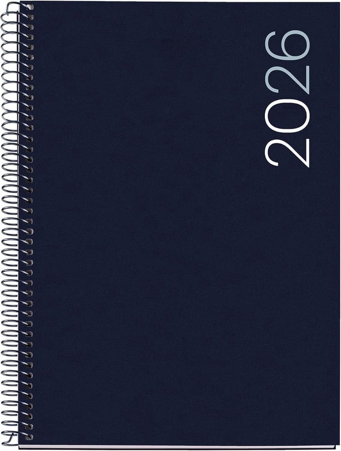 Agenda 2026 - Dagplanner Kalender - Jaar Plannen - Dag per Pagina - 155 x 213 mm - Navy Blauw