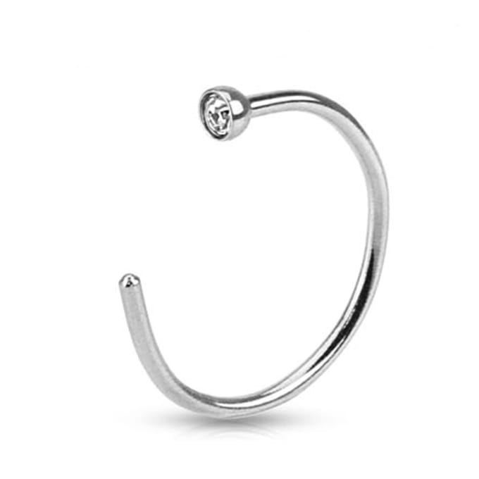Neuspiercing open ring steentje 0.8x8 - zilver - LMPiercings