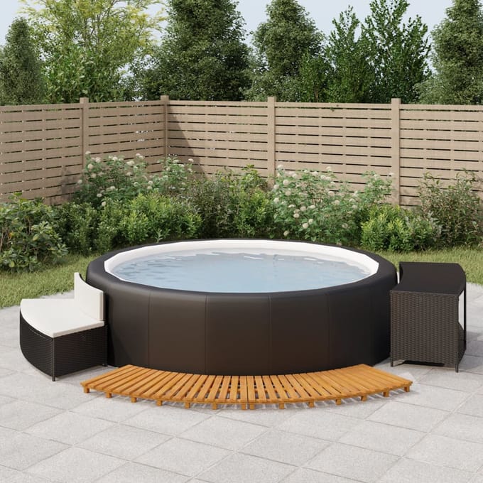 vidaXL - Hottub-ombouw - poly - rattan - en - massief - acaciahout - zwart