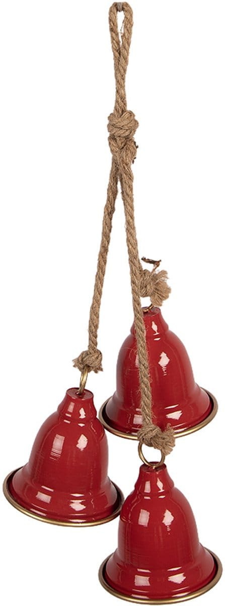 Clayre & Eef Kerstdecoratie Beeld Bel 17x23x52 cm Rood Metaal