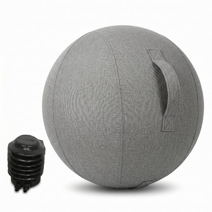 YUGN Ergonomische Zitbal 65 CM - Wasbare Hoes - Inclusief Pomp - Actieve Bureaustoel - Grijs