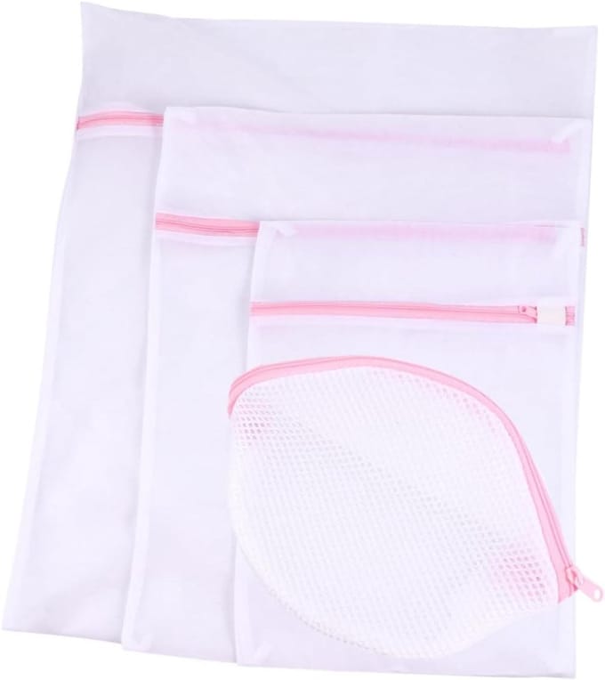 Herbruikbare Waszakjes - Mesh Waszakken - Kleding Beschermen - Met Ritssluiting - 60x40 cm - Wit