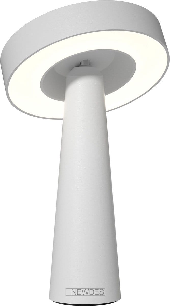 SOMPEX NEWDES TAFELLAMP TIP (ACCULAMP)WIT - draadloos - dimbaar - met USB oplaadstation
