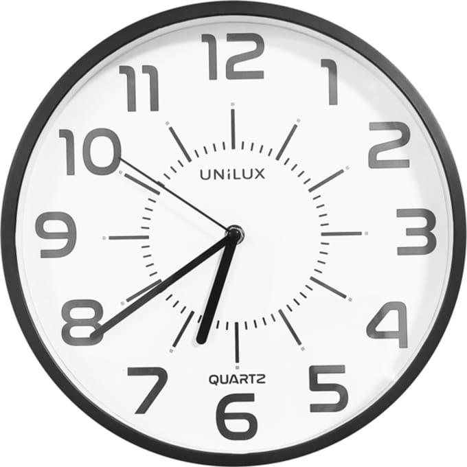 Wandklok unilux pop dia 30.5cm kunststof zwart