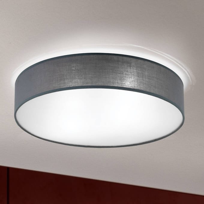 ORION Grijze plafondlamp Ufo met linnen lampenkap