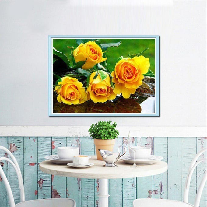 Diamond Mozaïek Bloem 5D DIY Diamond Schilderen Borduren Kruissteek Steentjes 20X30CM yellow