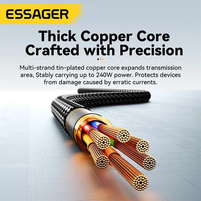 Essager Usb Type C Naar Usb C Kabel Voor Iphone 15 240W Pd 5a Snellader Kabel Voor Macbook Huawei Samsung Type-C Kabel