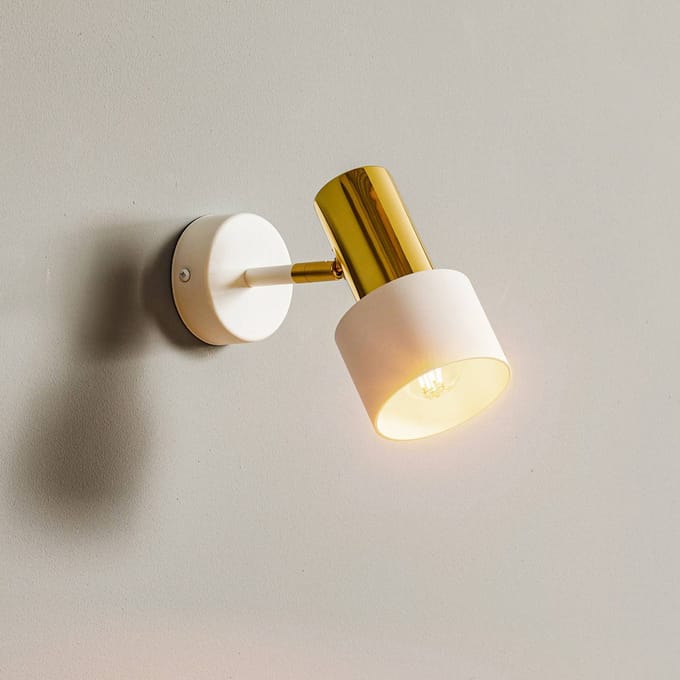 Euluna Wandspot Destin, 1-lamp, wit/messing