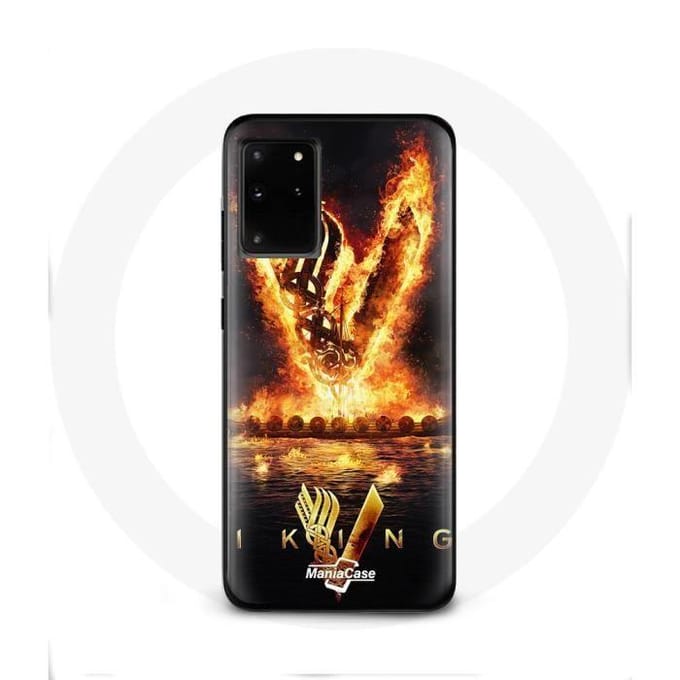 Coque - Vikings - Samsung Galaxy S11 Plus - Logo V Epée de Feu - Noir - Rigide noir