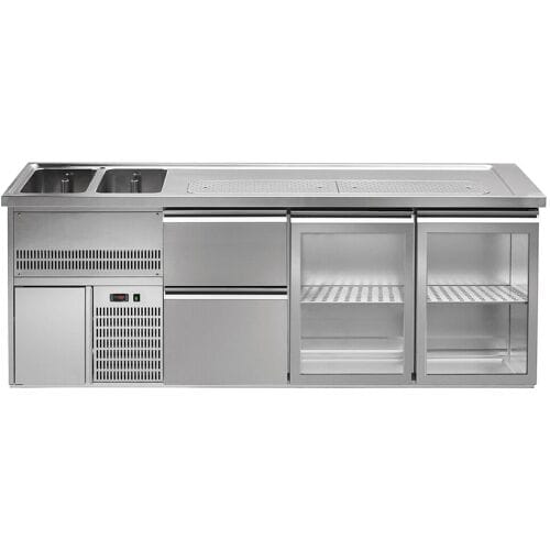 GGM Gastro Biertheke Premium PLUS - 2500x700mm - 2 Glastüren & 2 Schubladen