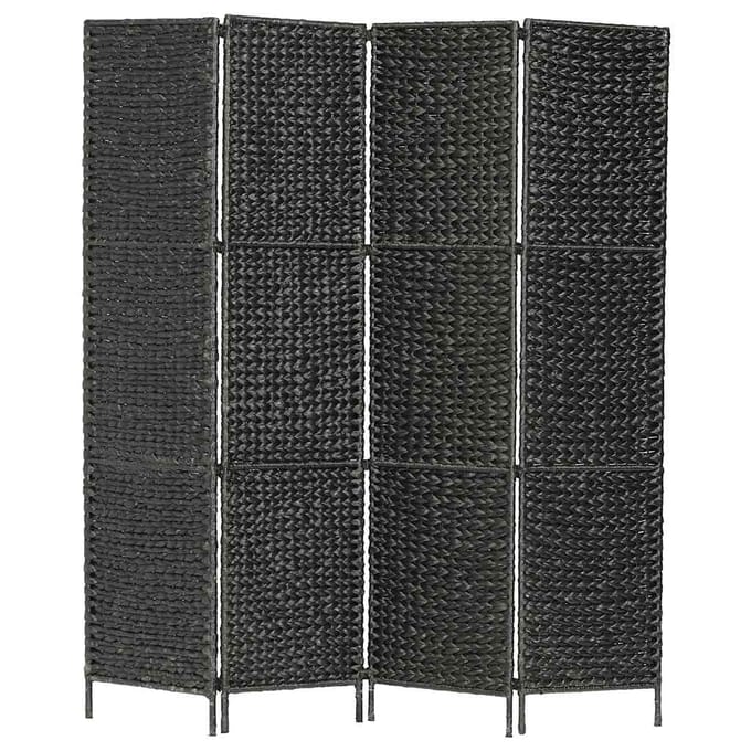 vidaXL - Kamerscherm - met - 4 - panelen - 154x160 - cm - waterhyacint - zwart