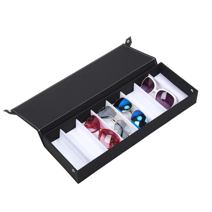 8 Vakken Stofdichte Brillenetui Organizer Zonnebrillen Opbergdoos Sieraden Display Container black