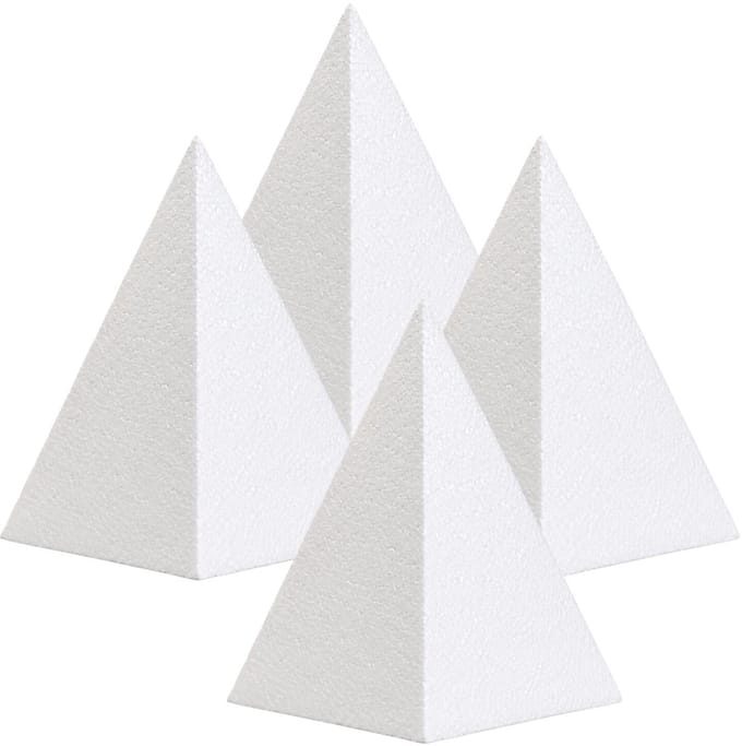 Piepschuim vormen - piramide - 4x - H15 x D8,5 cm - styropor hobby / DIY vorm - basis knutselfiguren