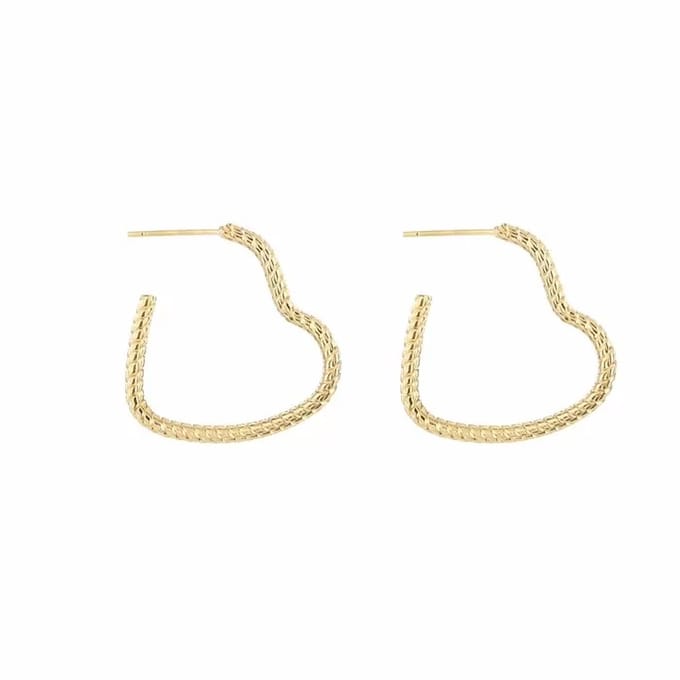 Bijoutheek Oorknoppen bewerkt hart (2,5cm) Goud