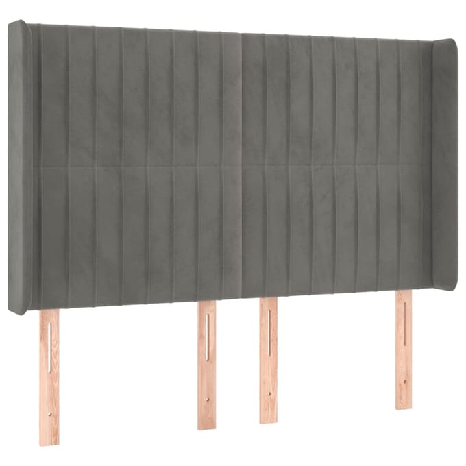 vidaXL - Hoofdbord - LED - 147x16x118/128 - cm - fluweel - lichtgrijs