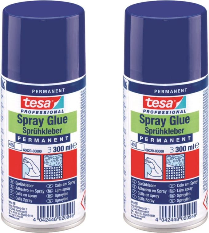Tesa - Permanente Spraylijm - 300ml - Voor Tkanen en Leer - Set van 2