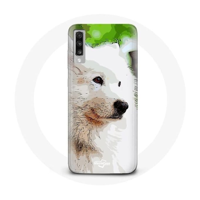 Coque - MANIACASE - Samsung Galaxy A70 - Souple - Chien Samoyède - Blanc blanc