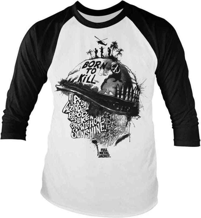 Full Metal Jacket Raglan top -S- Sayings Wit/Zwart