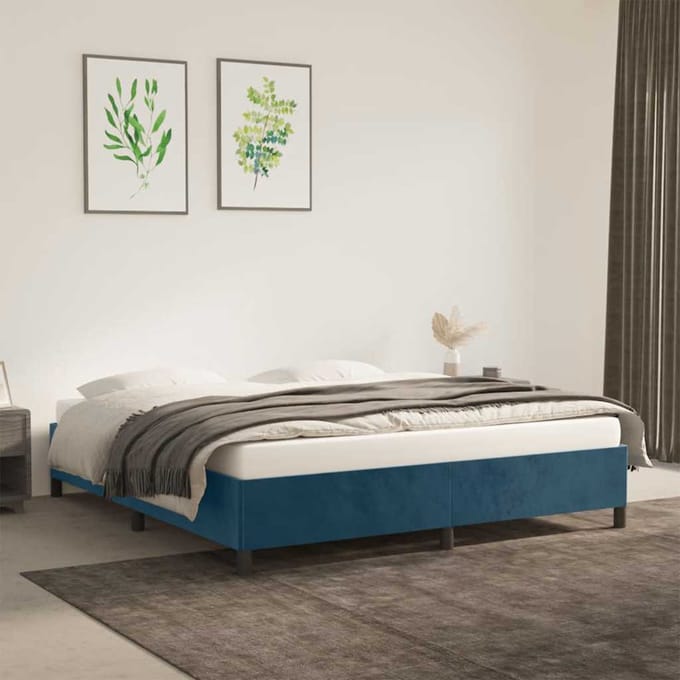 vidaXL - Bedframe - zonder - matras - 160x200 - cm - fluweel - donkerblauw