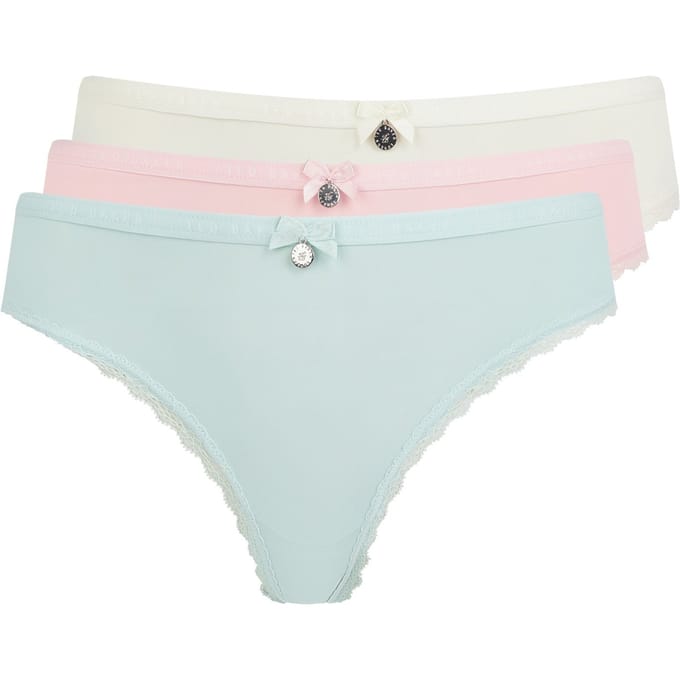 Ted Baker Zaria 3pk Solid Brief With Lace Trim Egret/blue/almond Größe: XL | Unterhosen Outlet | Damen | Weiß