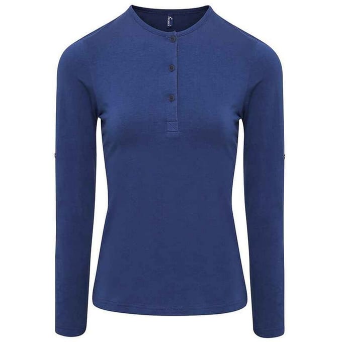 Premier Dames/Dames Lang John Roll Mouw T-shirt (Indigo)