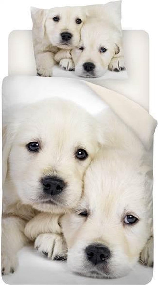 Snoozing Puppy Love Dekbedovertrek - Eenpersoons - 140x200/220 cm + 1 kussensloop 60x70 cm - Multi kleur