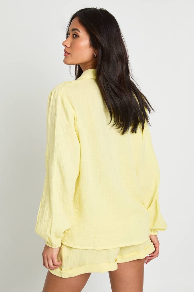 boohoo Dames Kaaslinnen Shirt | Citroen | Maat: 38
