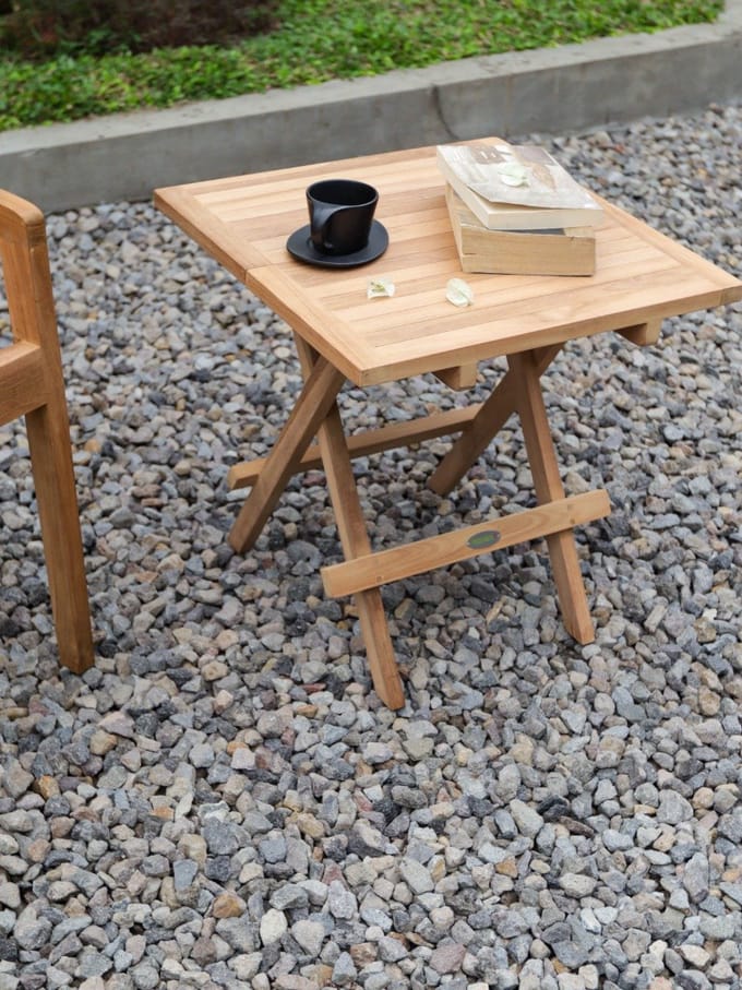 Teakea - Slate bijzettafel teak 50 x 50 cm - inklapbaar