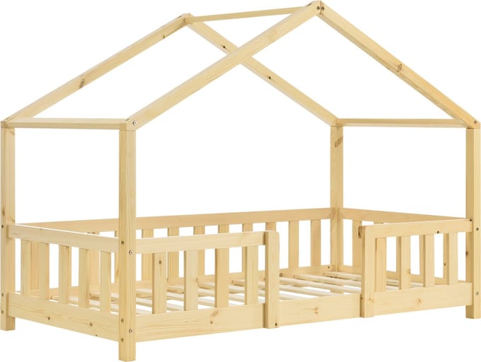 Kinderbed Treviolo huisbed 70x140 cm naturel [en.casa]