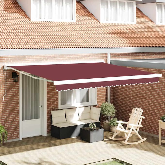 vidaXL - Luifel - automatisch - uittrekbaar - 400x300 - cm - bordeauxrood