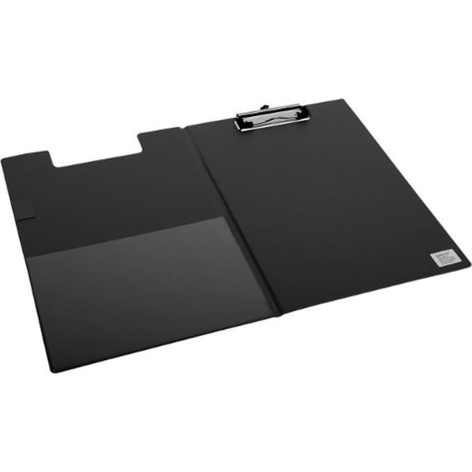 Klembordmap Quantore A4 staand PVC zwart met 100mm klem + penlus