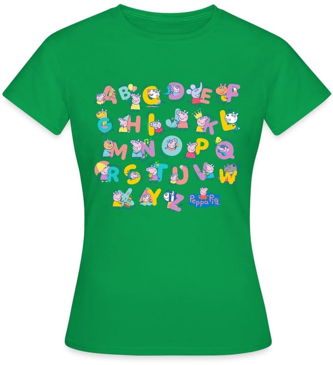 Peppa Pig Ontwerp Alfabet Met Peppa T-Shirt Dames